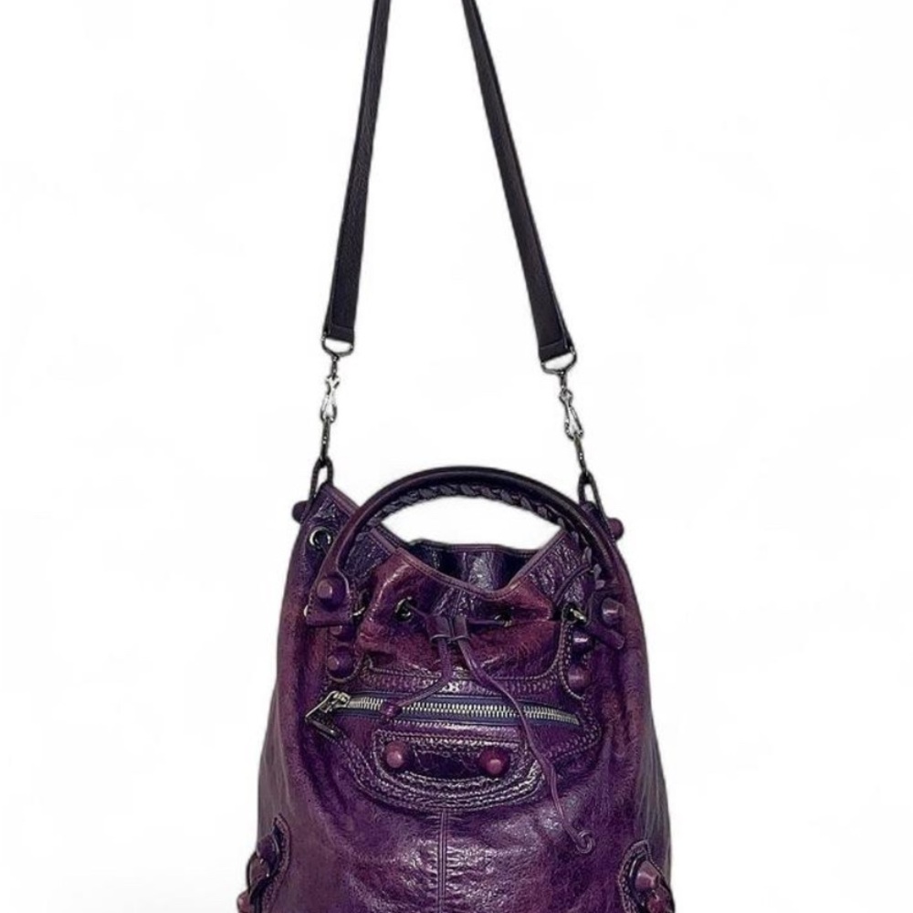 Purple Women’s Leather Bucket Bag - Unknown Brand